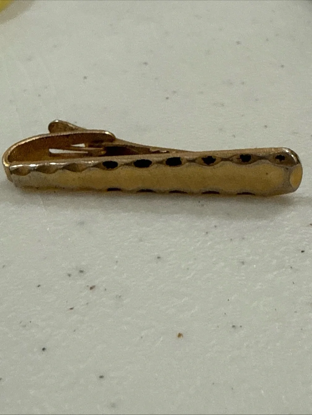 Textured Gold Tie Clip with Scalloped Edge 74B